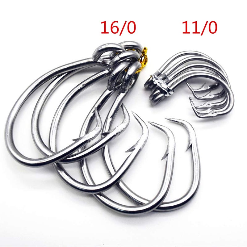 SENYUBBY 11/0-16/0 Big Game White Forged Offset Circle Hooks Shark & Swordfish (Pack of 10) - Image 5